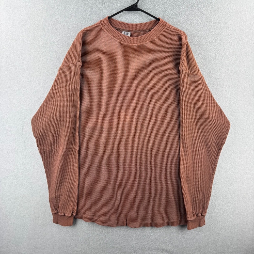 Vitnage GAP Thermal Shirt Mens XL Brown Long Sleeve Waffle 90s Made in USA